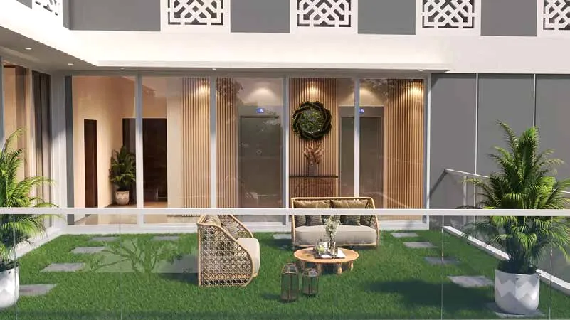 Clubhouse entrance courtyard