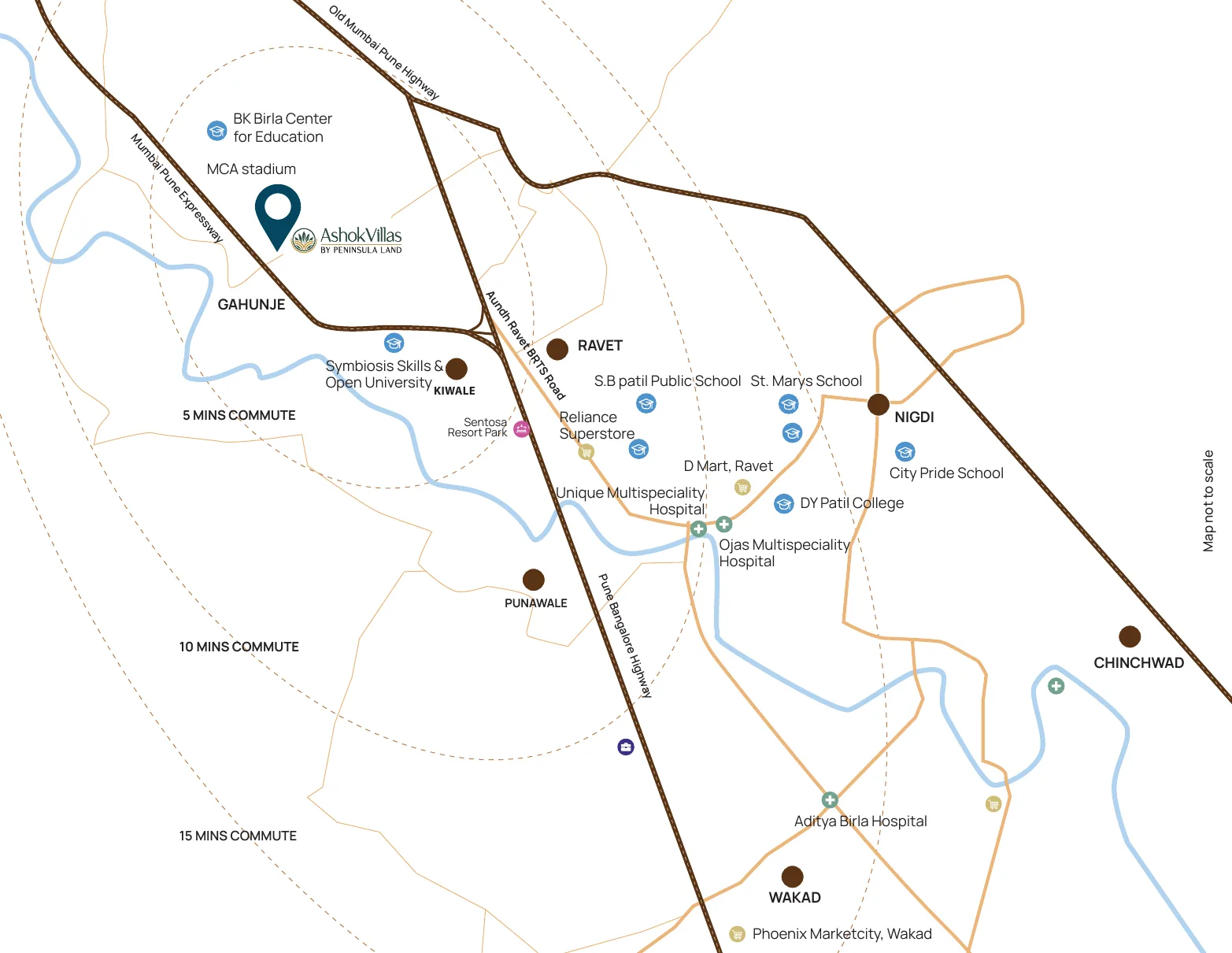 Location map of AshokVillas in Gahunje with nearby landmarks